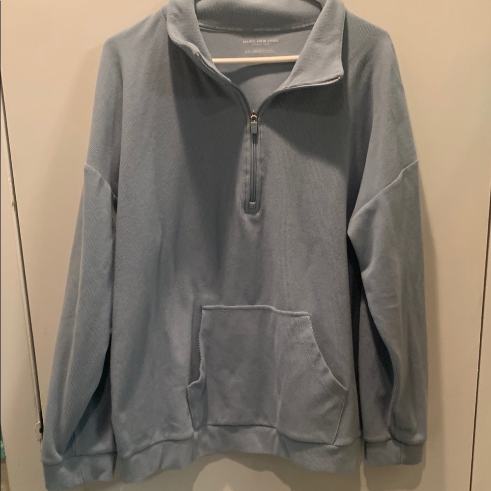 COPY - Marc New York Blue Zip Up Sweater with Stand-Up Collar